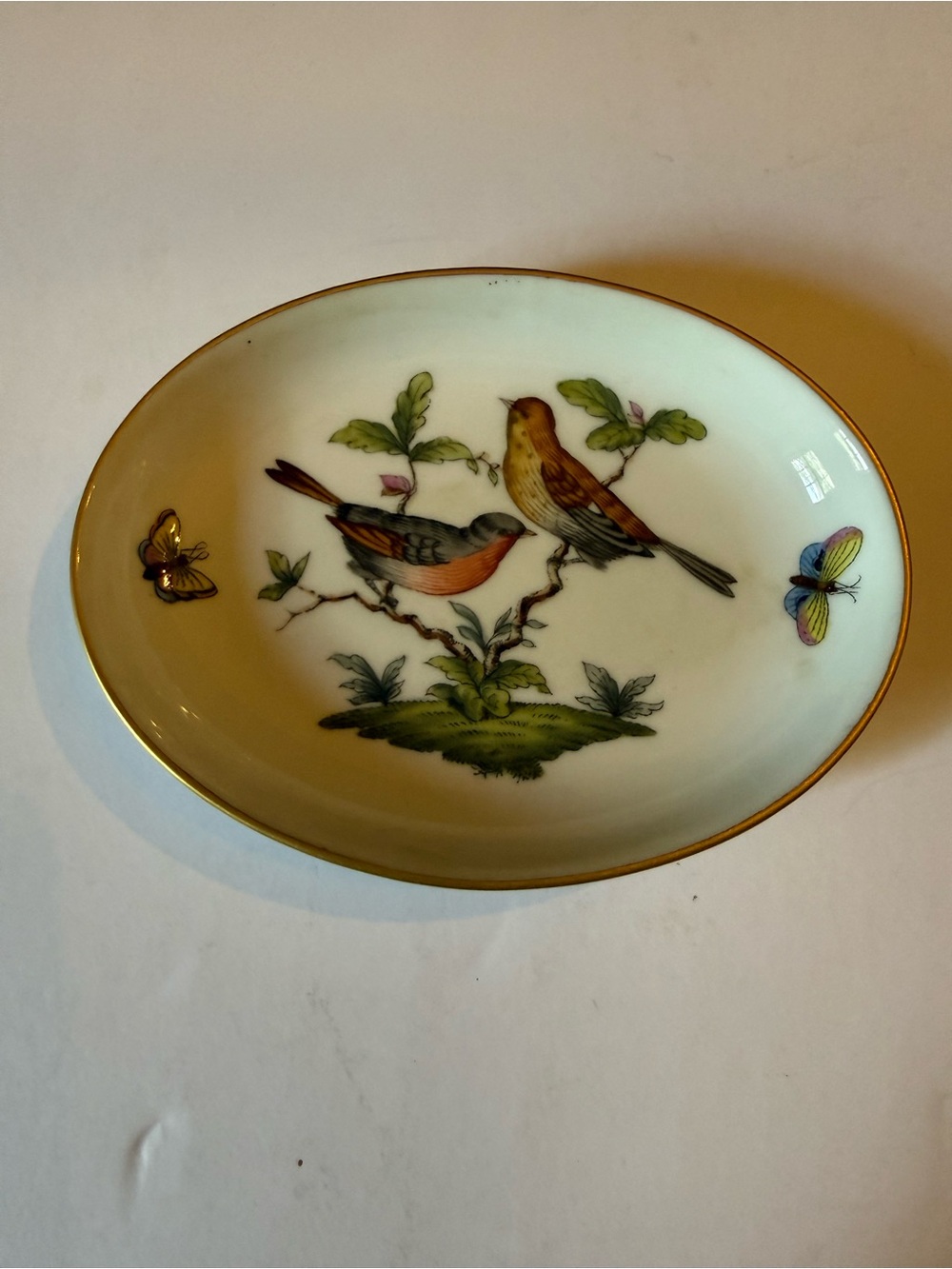 Herend Rothschild Bird Oval Trinket Dish